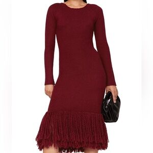 Maria Moscone Red Terracotta Knit Fringe Dress